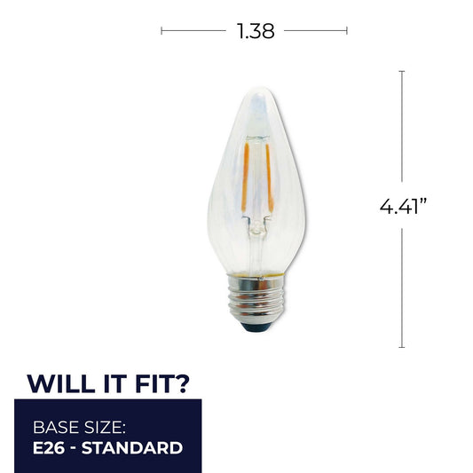 Torpedo 4 Watt (40 Watt Equivalent) E26 Medium F15 120V LED 2700k Light Bulb by Bulbrite