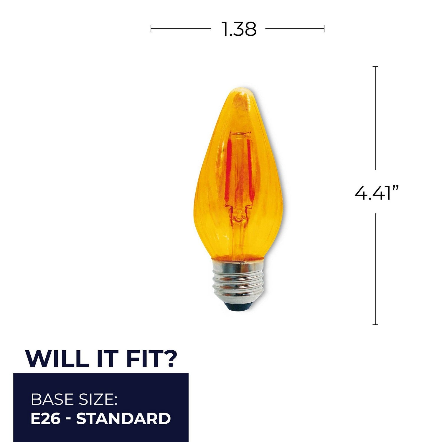 Torpedo 4 Watt E26 F15 120V 2100k Light Bulb by Bulbrite – Finish: Amber and Amber/Brown Shade – CRI: 80 – Beam Spread: 300.00 – Bulbrite-776581
