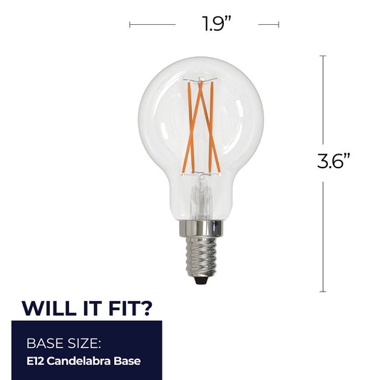 4 Watt (40 Watt Equivalent) E12 Candelabra A15 120V LED 3000k Light Bulb by Bulbrite