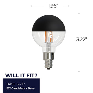Buy half-black Globe E12 G16 120.00V 2700k Light Bulb by Bulbrite