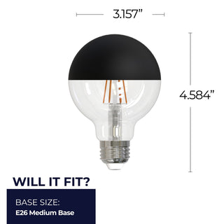 Buy half-black Globe E26 G25 120.00V 2700k Light Bulb by Bulbrite