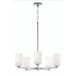 Buy satin-nickel-and-white-shade Leo Outdoor (Damp) Chandelier by AFX Lighting