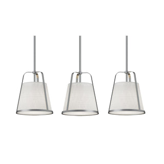 Buy satin-nickel-with-linen-white-fabric-glass-and-white-shade Lizzette Outdoor (Damp) Linear Pendant by AFX Lighting