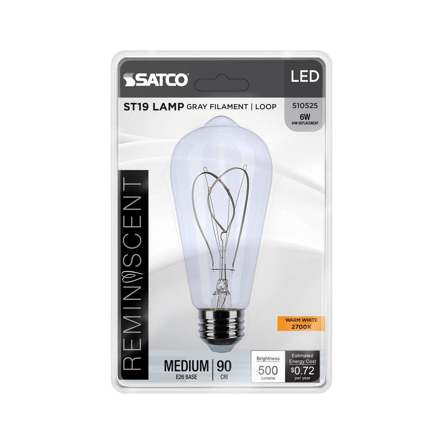 Antique 6 Watt (60 Watt Equivalent) Medium ST19 120V LED 2700k Light Bulb by Satco