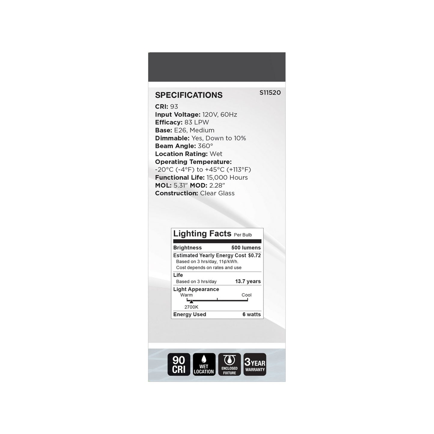 Antique 6 Watt (60 Watt Equivalent) Medium ST19 120V LED 2700k Light Bulb by Satco