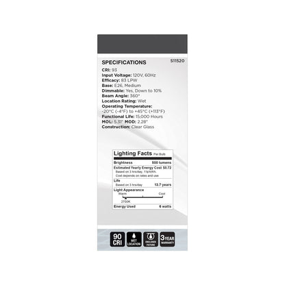 Antique 6 Watt (60 Watt Equivalent) Medium ST19 120V LED 2700k Light Bulb by Satco