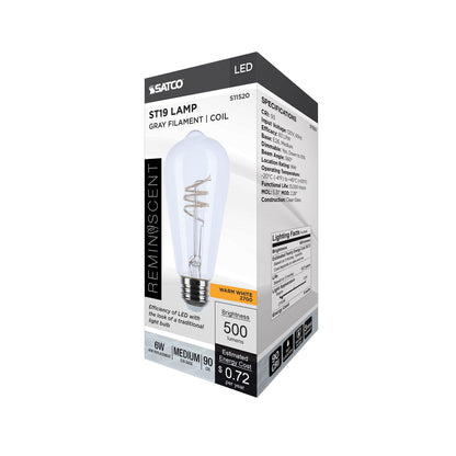 Antique 6 Watt (60 Watt Equivalent) Medium ST19 120V LED 2700k Light Bulb by Satco