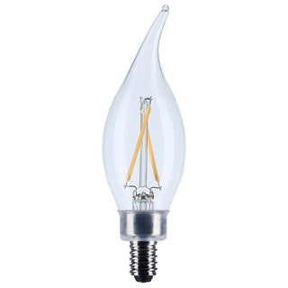 Flame Tip 3 Watt E12 CA10 120V Outdoor (Wet)LED 3000k Light Bulb by Satco