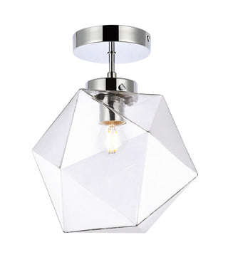 Buy chrome-with-clear-glass-and-clear-shade Lawrence Outdoor (Damp) Flush Mount Light by Elegant Lighting