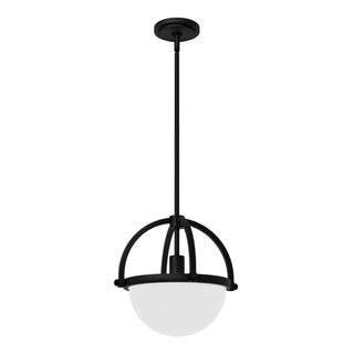 Buy matte-black-with-frosted-cased-white-glass-and-white-shade Wedgefield Pendant by Hunter