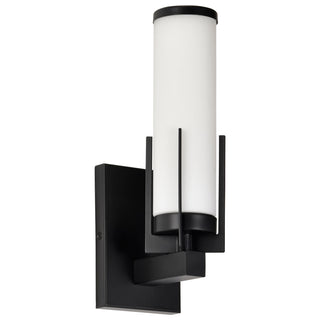 Buy matte-black-with-white-glass-and-white-shade Roselle Vanity by Nuvo Lighting
