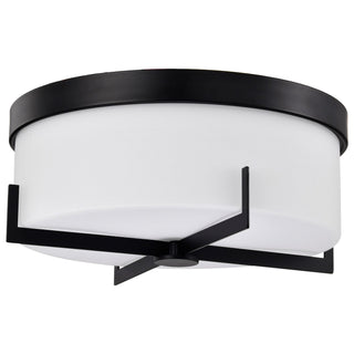 Buy matte-black-with-white-glass-and-white-shade Roselle Outdoor (Damp) Flush Mount Ceiling Light by Nuvo Lighting