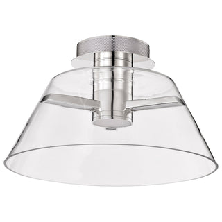 Buy polished-nickel-with-clear-glass-and-clear-shade Edmond Outdoor (Damp) Semi-Flush Mount Ceiling Light by Nuvo Lighting
