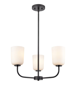 Buy matte-black-with-etched-opal-glass-and-white-shade Laphia Chandelier by Millennium