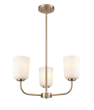 Buy modern-gold-with-etched-opal-glass-and-white-shade Laphia Chandelier by Millennium