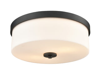 Buy matte-black-with-etched-opal-glass-and-white-shade Laphia Flush Mount Light by Millennium