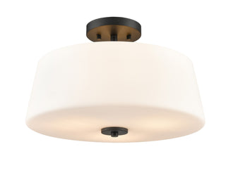 Buy matte-black-with-etched-opal-glass-and-white-shade Laphia Flush Mount Ceiling Light by Millennium