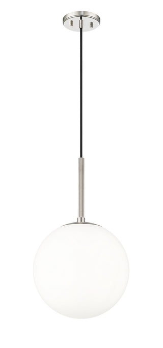 Buy polished-nickel-with-shiny-opal-glass-and-white-shade Kairo Pendant by Millennium