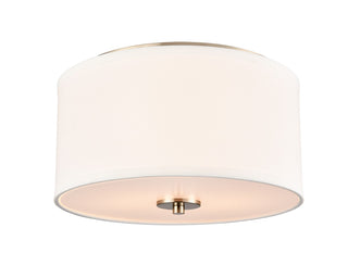 Buy modern-gold-with-white-glass-and-white-shade Guyten Flush Mount Light by Millennium