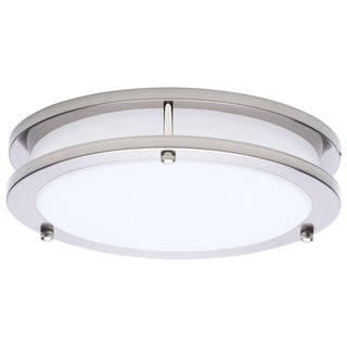 Buy brushed-nickel-and-white-shade Glamour Outdoor (Damp) Flush Mount Ceiling Light by Nuvo Lighting