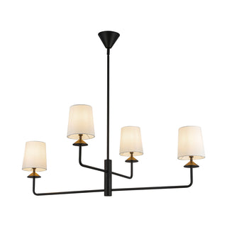 Buy matte-black-white-linen Bridgette Chandelier by Alora