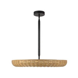 Buy matte-black-with-frsoted-acrylic-diffuser-glass-and-woven-natural-shade Maris Chandelier by Alora