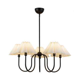 Buy matte-black-folded-white-with-white-folded-linen-shade-glass-and-white-shade Rosemary Chandelier by Alora