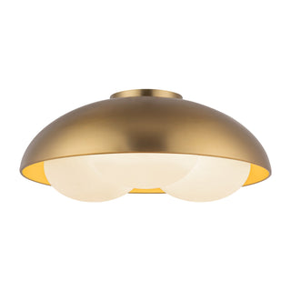 Buy brushed-gold-opal-glass-and-white-shade Robyn Flush Mount Ceiling Light by Alora