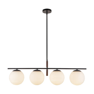 Buy matte-black-opal-glass-and-white-shade Zuri Linear Pendant by Alora