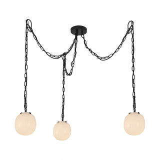 Buy matte-black-glossy-ribbed-opal-glass Cherise Pendant by Alora