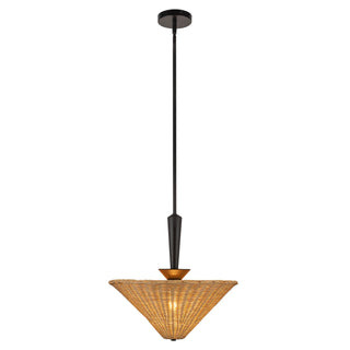 Buy matte-black-rattan Bridgette Pendant by Alora