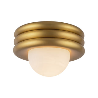 Buy brushed-gold-with-opal-glass-glass-and-white-shade Harvey Semi-Flush Mount Ceiling Light by Alora