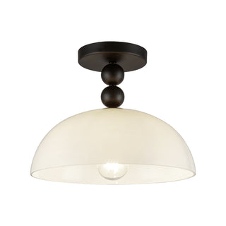 Buy matte-black-glossy-opal-glass-and-white-shade Paisley Semi-Flush Mount Ceiling Light by Alora