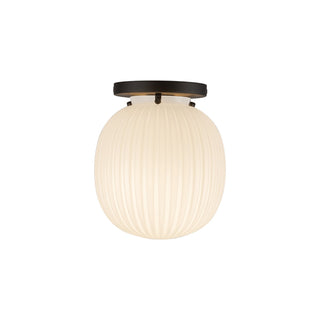 Buy matte-black-glossy-ribbed-opal-glass-and-white-shade Cherise Semi-Flush Mount Flush Mount Ceiling Light by Alora