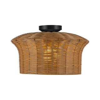Buy matte-black-with-rattan-shade-glass-and-woven-natural-shade Kai Semi-Flush Mount Flush Mount Ceiling Light by Alora