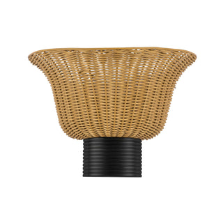 Buy matte-black-with-rattan-shade-glass-and-woven-natural-shade Rancho Vanity by Alora