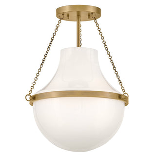 Buy heritage-brass-with-cased-opal-glass-and-white-shade Collins Semi-Flush Mount Ceiling Light by Hinkley