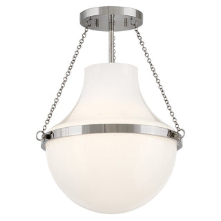 Buy polished-nickel-with-cased-opal-glass-and-white-shade Collins Semi-Flush Mount Ceiling Light by Hinkley