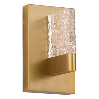 Buy brushed-brass-with-frost-white-glass Gamma Outdoor (Damp) Sconce by Quorum