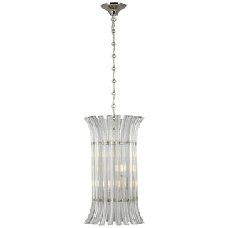 Buy polished-nickel-with-clear-crystal-glass-and-clear-textured-shade Rhine Outdoor (Damp) Pendant by Visual Comfort Signature