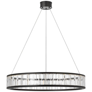 Buy modern-iron-with-crystal-glass-and-clear-textured-shade Iterna Outdoor (Damp) Chandelier by Visual Comfort Signature