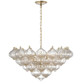 Buy hand-rubbed-antique-brass-with-gold-fleck-glass-glass-and-clear-textured-shade Caselli Outdoor (Damp) Chandelier by Visual Comfort Signature
