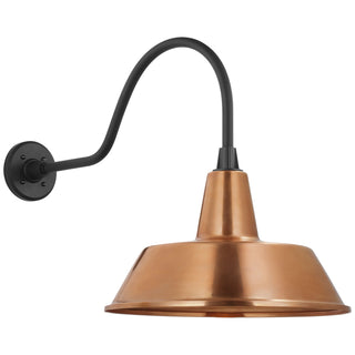 Buy matte-black-with-16-soft-copper-bowers-shade-glass-and-brass-gold-shade Academy Barn Light Outdoor (Wet) Wall Lantern by Visual Comfort Signature
