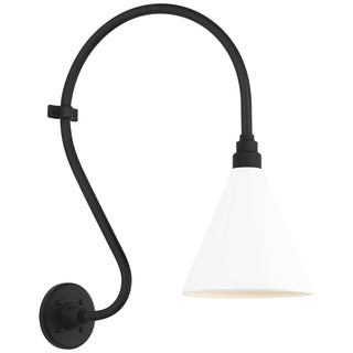 Buy matte-black-with-9-white-conical-savannah-shade-glass-and-white-shade Academy Barn Light Outdoor (Wet) Wall Lantern by Visual Comfort Signature