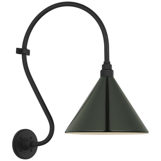 Buy matte-black-with-12-5-green-conical-savannah-shade-glass-and-black-shade Academy Barn Light Outdoor (Wet) Wall Lanterns by Visual Comfort Signature