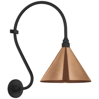 Buy matte-black-with-12-5-soft-copper-conical-savannah-shade-glass-and-brass-gold-shade Academy Barn Light Outdoor (Wet) Wall Lanterns by Visual Comfort Signature