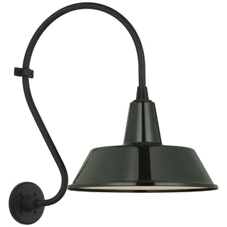 Buy matte-black-with-16-green-bowers-shade-glass-and-black-shade Academy Barn Light Outdoor (Wet) Wall Lanterns by Visual Comfort Signature