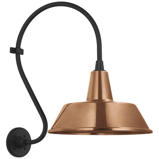 Buy matte-black-with-16-soft-copper-bowers-shade-glass-and-brass-gold-shade Academy Barn Light Outdoor (Wet) Wall Lantern by Visual Comfort Signature