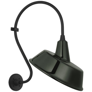 Buy matte-black-with-16-green-tilted-bowers-shade-glass-and-black-shade Academy Barn Light Outdoor (Wet) Wall Lanterns by Visual Comfort Signature