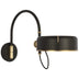 Modern Iron and Hand-Rubbed Antique Brass with Modern Iron Glass and Black Shade